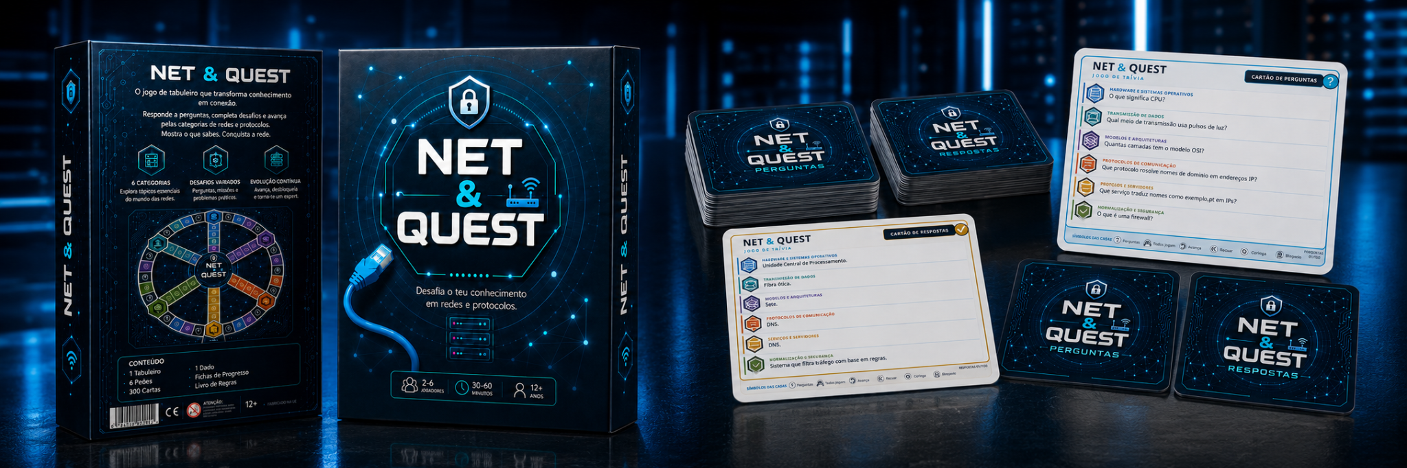 Caixa e cartas do jogo NET & QUEST